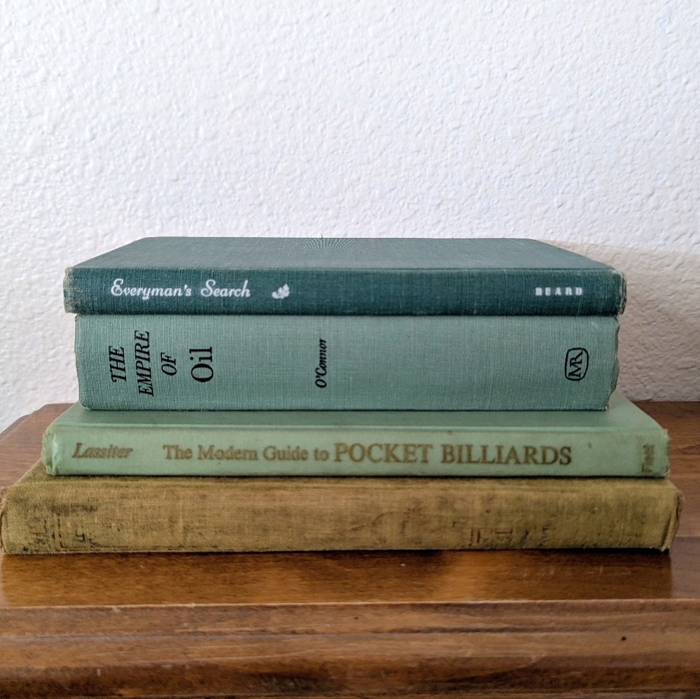 #5 Stack of 4 hardcover green vintage books
